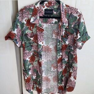 Wildfang Men's Floral Button Down Shirt - Green, Red, Pink